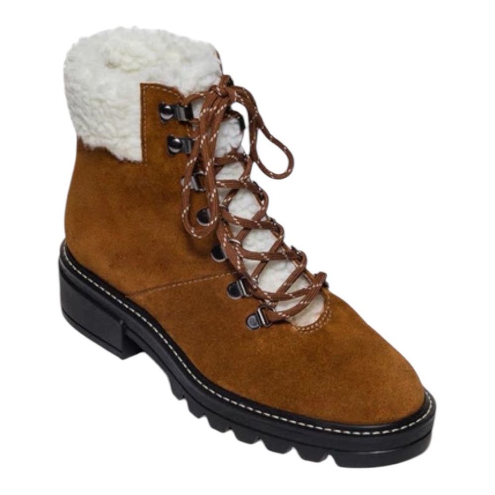 🆕 NWT BERNARDO STUDIO Leather Hiker Faux Shearling Boot